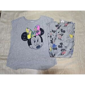 Disney Minnie And Mickey Capris Leggings Outfit‎ With SS Shirt Girls 14-16